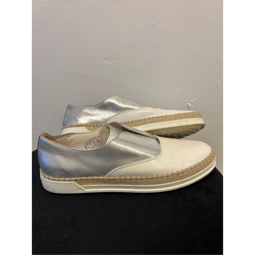 Tod's Gomma Rafia TV Francesina Pelle Two Tone Slip On Flats Women's 9 (39.5) - Picture 8 of 10